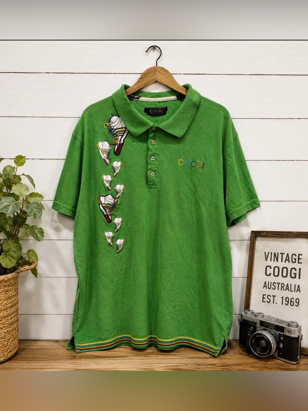 COOGI Green Polo Shirt with Embroidered Details 5xl